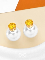 A MYSTIC PEARL - GOLDEN EMBELLISHED EARRINGS (YELLOW)