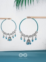 The Aqua Orbits - Silver Hoop Earrings