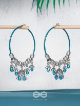 The Aqua Orbits - Silver Hoop Earrings
