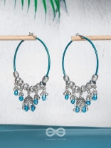 The Aqua Orbits - Silver Hoop Earrings