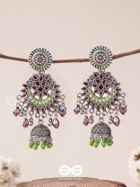 The Ruby Meadows - Statement Enamelled And Oxidised Jhumka Earrings