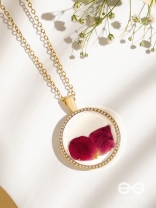 Bloom And Blush - Pressed Flowe Resin Pendant With Anti-Tarnish Coating 