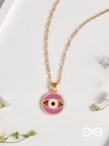 Guardian Eye Stone - Golden Embellished Pendant With Anti-Tarnish Coating (Purple)