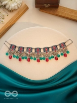 Sky Blush Swirls - Statement Enamelled Oxidised Neckpiece