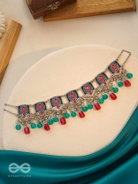 Sky Blush Swirls - Statement Enamelled Oxidised Neckpiece