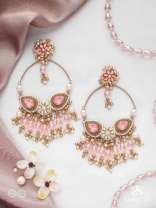 Satpushpa- The Blooming Grace- Stones, Beads, Pearls And Glass Drops Hand Embroidered Earrings