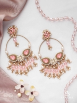 Satpushpa- The Blooming Grace- Stones, Beads, Pearls And Glass Drops Hand Embroidered Earrings