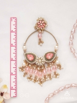 Satpushpa- The Blooming Grace- Stones, Beads, Pearls And Glass Drops Hand Embroidered Earrings