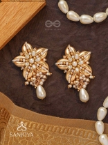 Kanaka - The Gleaming Blossoms - Beads, Shells And Pearl Drops Hand Embroidered Earrings