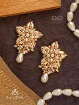 Kanaka - The Gleaming Blossoms - Beads, Shells And Pearl Drops Hand Embroidered Earrings