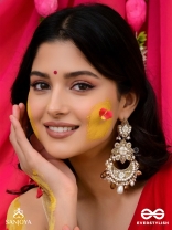 Adhirukma - The Celestial Petals - Beads, Mirrors And Glass Drops Hand Embroidered Earrings