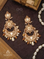 Adhirukma - The Celestial Petals - Beads, Mirrors And Glass Drops Hand Embroidered Earrings