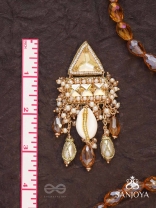 Ruchaka - Coastline Treasures - Beads, Shells And Glass Drop Hand Embroidered Earrings