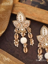 Pavi - Winter Wonderland - Beads And Shells Hand Embroidered Earrings