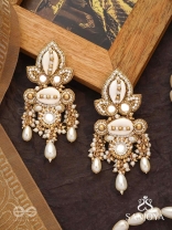 Savitra - Frosty Lily - Beads, Shells And Pearl Drops Hand Embroidered Earrings