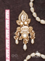Savitra - Frosty Lily - Beads, Shells And Pearl Drops Hand Embroidered Earrings