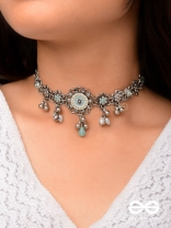 The Sky Bouquet- Enamelled Oxidised Neckpiece