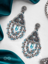 Prakirtih- The Euphoric Celebrations- Beads And Glass Drops Hand Embroidered Oxidised Earrings