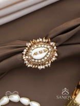 Haimana - The Shell Haven - Beads And Shell Hand Embroidered Ring