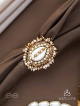 Haimana - The Shell Haven - Beads And Shell Hand Embroidered Ring