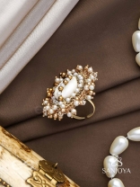 Haimana - The Shell Haven - Beads And Shell Hand Embroidered Ring