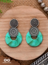 The Teal Twirls- Oxidised Earrings