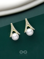 Glimmering Pearls - Golden Embellished Earrings