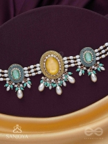 Divitmat - The Heavenly Skies - Stone And Beads Hand Embroidered Neckpiece
