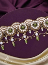 Pradavya - The Goddess Glamour - Stones, Beads And Pearls Hand Embroidered Neckpiece