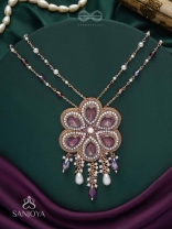 Bahukusumita - The Garden Gala - Stone, Beads And Pearls Hand Embroidered Neckpiece