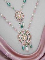 Madana - Season Of Spring - Beads, Glass Drops, Polki And Kundan Finished Hand Embroidered Neckpiece