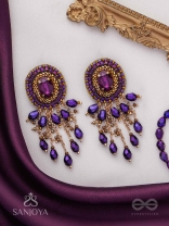Anisam - The Shining Night - Stone, Beads And Glass Drops Hand Embroidered Earrings