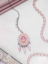 Alijihvika - The Sweet Mist - Stone, Sequins And Glass Drop Hand Embroidered Maangtika