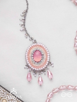 Alijihvika - The Sweet Mist - Stone, Sequins And Glass Drop Hand Embroidered Maangtika