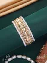 Sthagara - The Golden Hour - Stone, Cutdana And Beads Hand Embroidered Cuff Bracelet