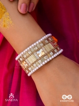 Sthagara - The Golden Hour - Stone, Cutdana And Beads Hand Embroidered Cuff Bracelet
