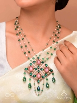 Grismapushpi - Blossoming In Summer - Stone, Beads, Pearls And Glass Drops Hand Embroidered Neckpiece