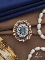 Rajiva - Deep Sea Dream - Stone And Beads Hand Embroidered Ring