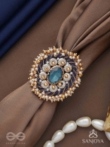 Rajiva - Deep Sea Dream - Stone And Beads Hand Embroidered Ring