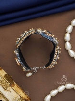 Aadhvara - The Celestial Skies - Stone And Beads Hand Embroidered Cuff Bracelet