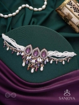 Syamatva - The Sparkling Night - Stone, Beads And Pearls Hand Embroidered Neckpiece