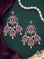 Viruda - Blushing Majesty - Stone And Beads Hand Embroidered Earrings