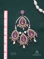 Viruda - Blushing Majesty - Stone And Beads Hand Embroidered Earrings