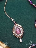 Asyama - The Violet Veil - Beads, Pearl And Stone Hand Embroidered Maangtika 