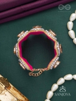 Pratijna - The Glowing Glamour - Stone, Beads And Cutdana Hand Embroidered Cuff Bracelet