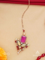 Madhudyana - Garden Of Spring - Stone And Beads Hand Embroidered Maangtika