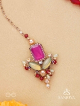 Madhudyana - Garden Of Spring - Stone And Beads Hand Embroidered Maangtika