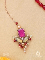 Madhudyana - Garden Of Spring - Stone And Beads Hand Embroidered Maangtika