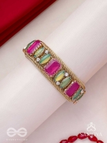 Satapattri - The Rosy Ferns - Stone Hand Embroidered Cuff Bracelet