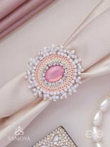 Anushayin- The Budding Faith- Stone, Beads And Sequins Hand  Embroidered Stud Ring